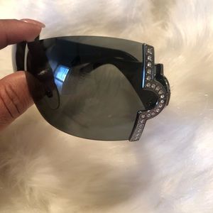 BVLGARI BLK SUNGLASSES W/ CRYSTALS